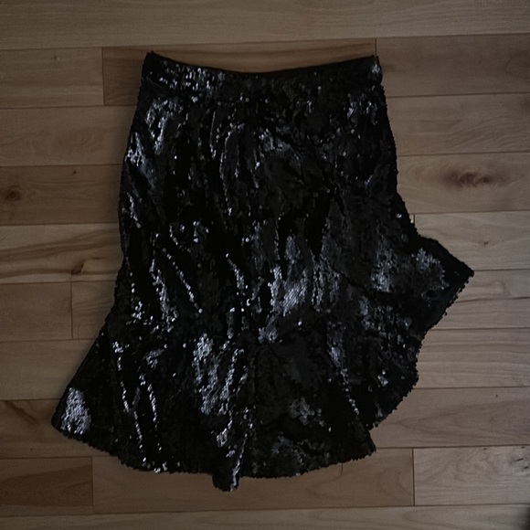 NWT Bardot asymmetrical black sequin ruffle skirt XS - Picture 4 of 7
